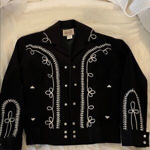 Stylish Black and White Embroidered Bomber Jacket